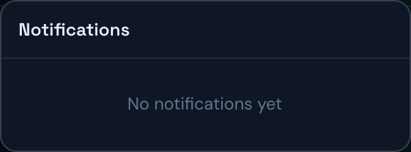 The notification bell's dropdown panel, opened from the top bar